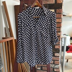 Express Black and White 3/4 Sleeve Button Down Shirt